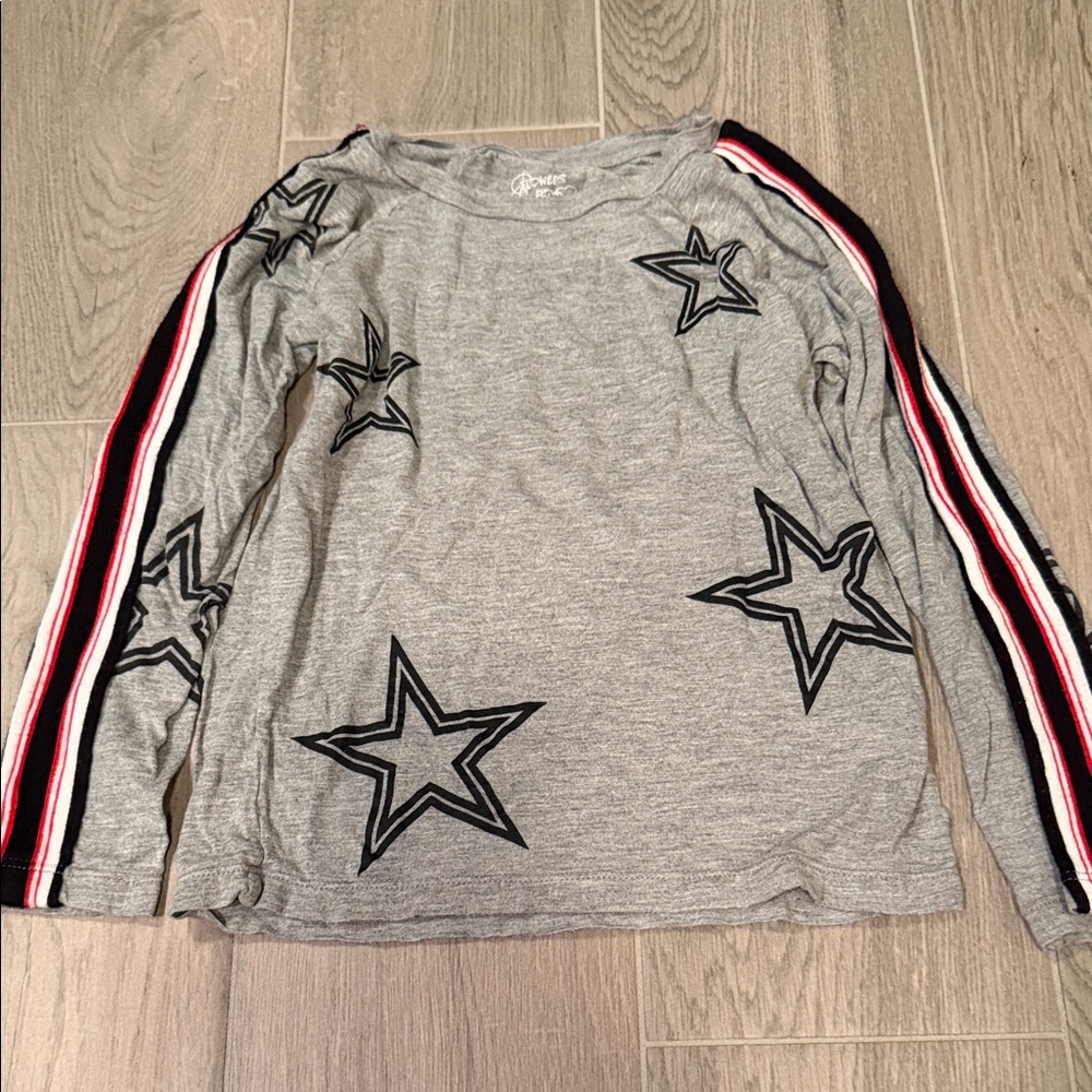 Flowers By Zoe Girls Long sleeve Gray Star Shirt Size 6